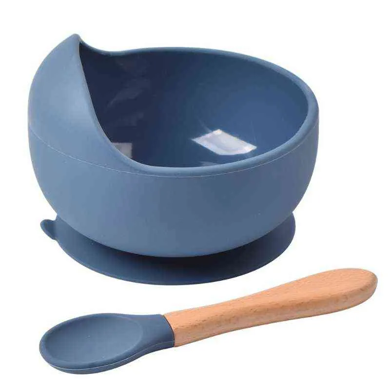 Baby Feeding Set Silicone Tableware Kids Waterproof Bib Bowl Spoon Dishes GXMB G1221