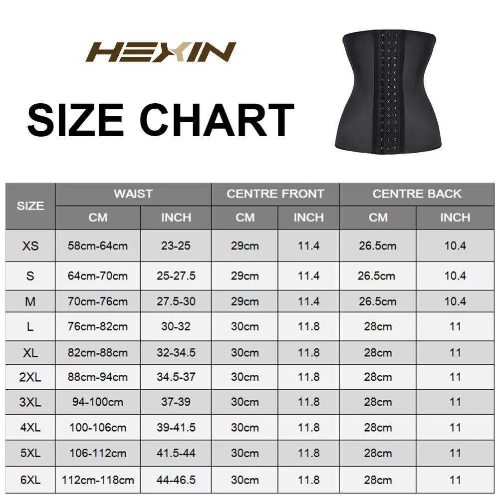 Hexin Big Rabat! 9 Stalowa gorset boned 100% Latex Waist Trener Dla Kobiet Lateksowy Talii Cincher Pas Body Shaper Women Shapewear X0713