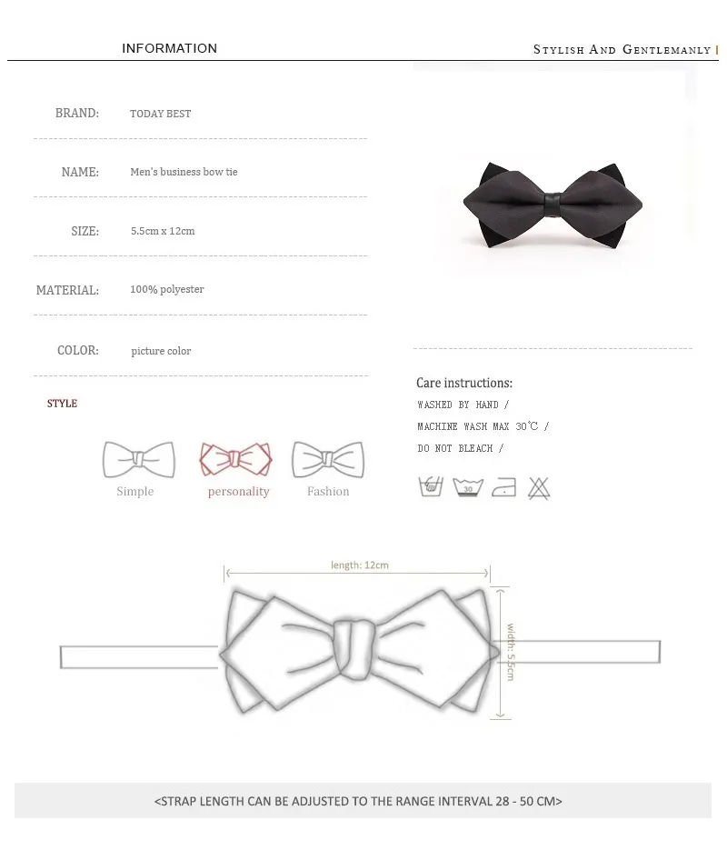 Marka Mężczyźni Bowtie Butterfly Knot Męskie Akcesoria Luksusowy Krawat Black Cravat Formalny Komercyjny Kostium Ślubny Ceremonia Krawaty