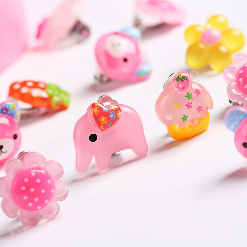 Bijoux mignon dessin animé pas d'oreille Faux enfants Boîte-cadeau d'amour de boucle d'oreille pour enfants