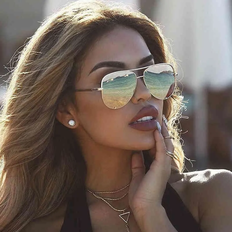 Fashion Flat Top Black Women Sunglasses Brand Designer Oculos Mirror Shades Sun Glasses Female 1458R