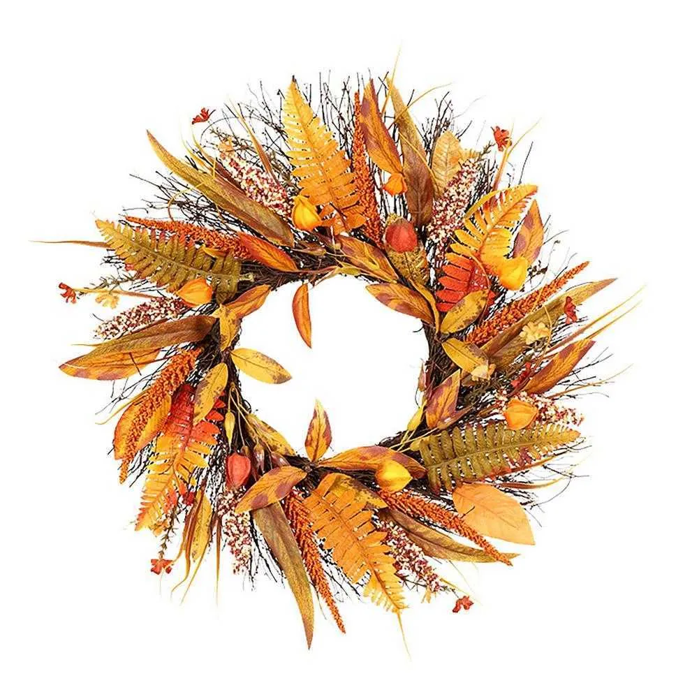 Autumn Maple Leaf Wreath,Door Hanging Hotel Window Decor And Shopping Mall Wall Decor Home Decoration Christmas Wreath Y0901