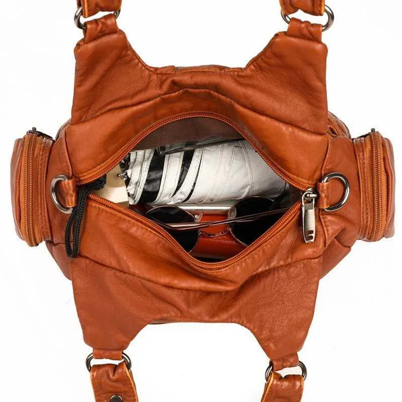 Torby wieczorowe miękkie skórzane torebki torebki multi kieszeni na kobiety designerskie panie duże pojemność nubuck hobos crossb235n