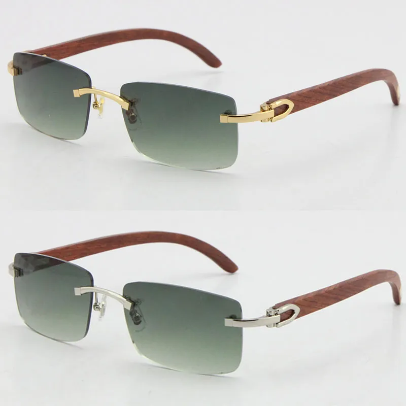 Солнцезащитные очки без оправы 3524012, хорошее золото, дерево, винтаж, ретро, женские деревянные солнцезащитные очки, зеленые линзы, размер 56-18-135 мм, U345y