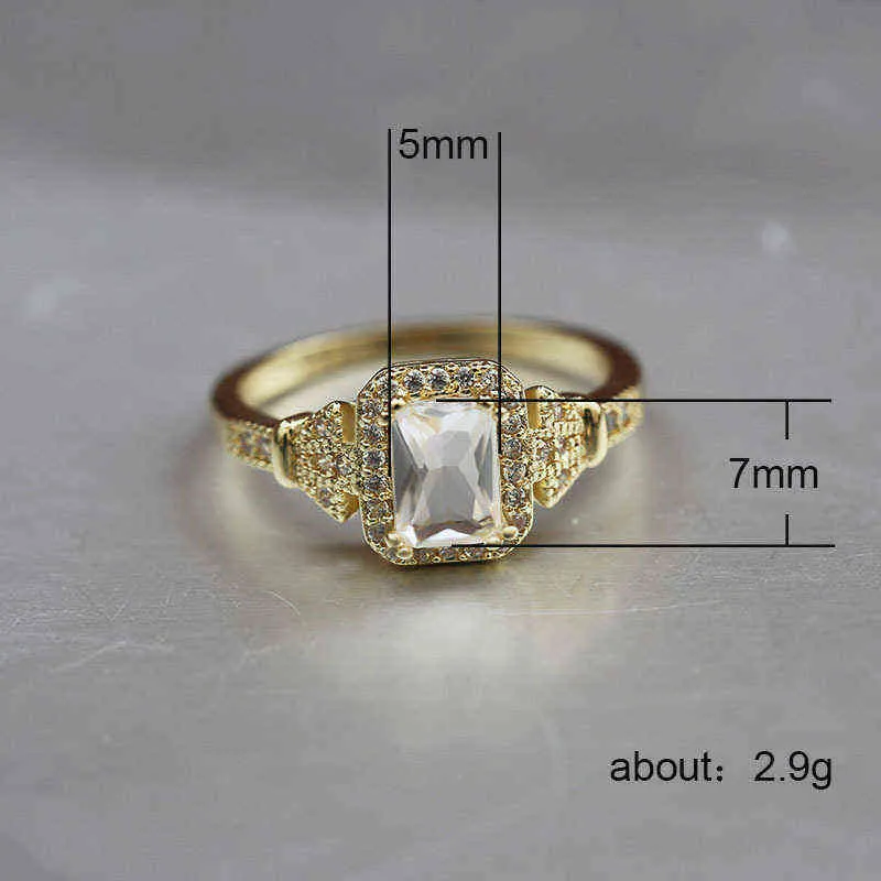 Bague de fiançailles en Zircon incrusté de couleur or pour femmes, bijoux, accessoires pour les mains, taille 6-10, G1125