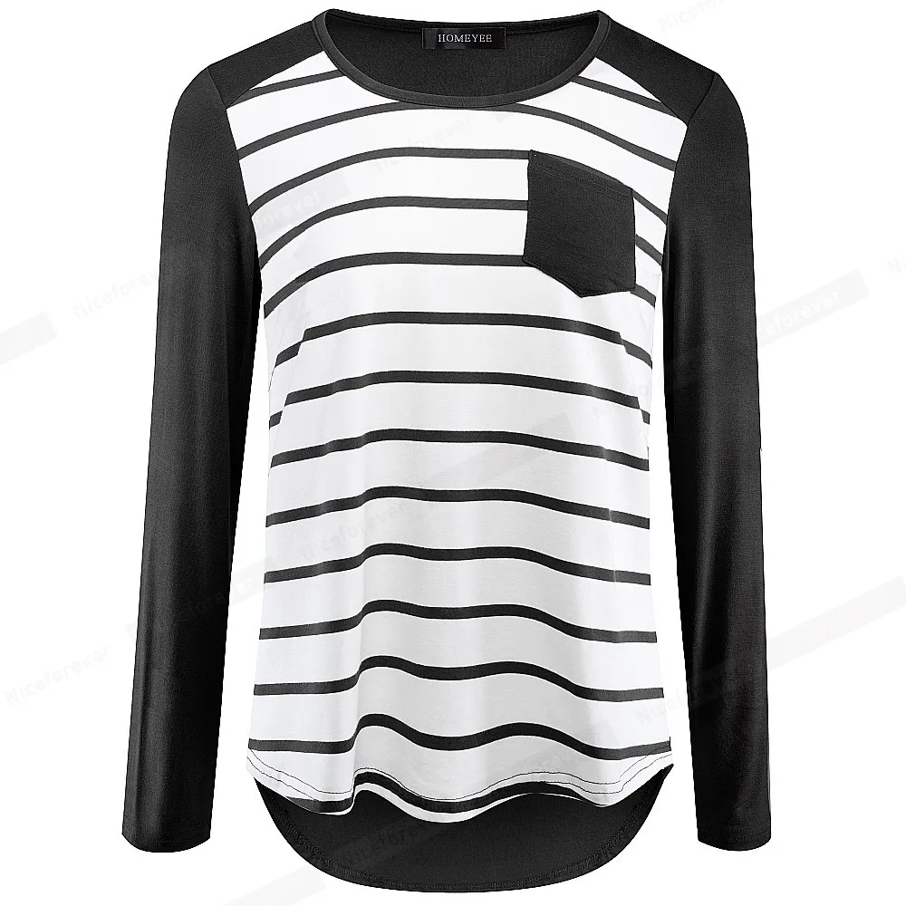 Nice-Forever Autumn Women Black and White Patchwork T-shirts Casual Oversized Tees Tops T055 210419