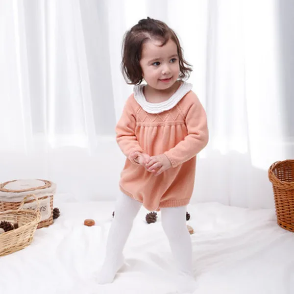 Трикотажный комбинезон младенческой одежды сладкий с длинным рукавом шерсть открытый ползун