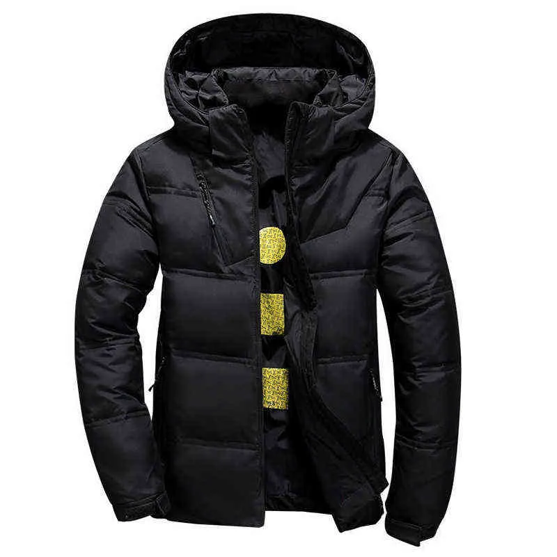 Män Jacka Coat Vit Duck Down Jacket Casual Stand Krage Puffer Tjock Parka Man Högkvalitativ Överrock Höst Vinter Varm 211216