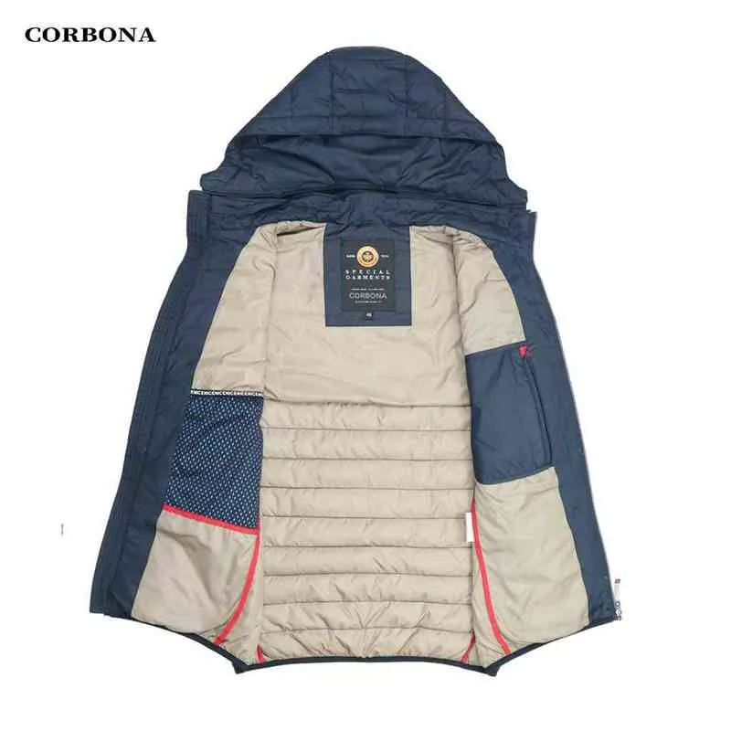 Corbona höstmans vinterjacka Business Casual Lightweight Valda Bomull Outwear Sport Coat Oversize Man Kläder Homme 211216