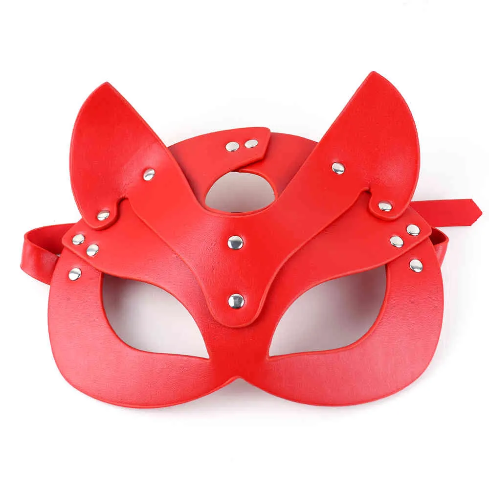 Kvinnor katt halv läder huvudbonad bondage halloween masquerade party cosplay kostym mask slav sexig scen prestanda rekvisita