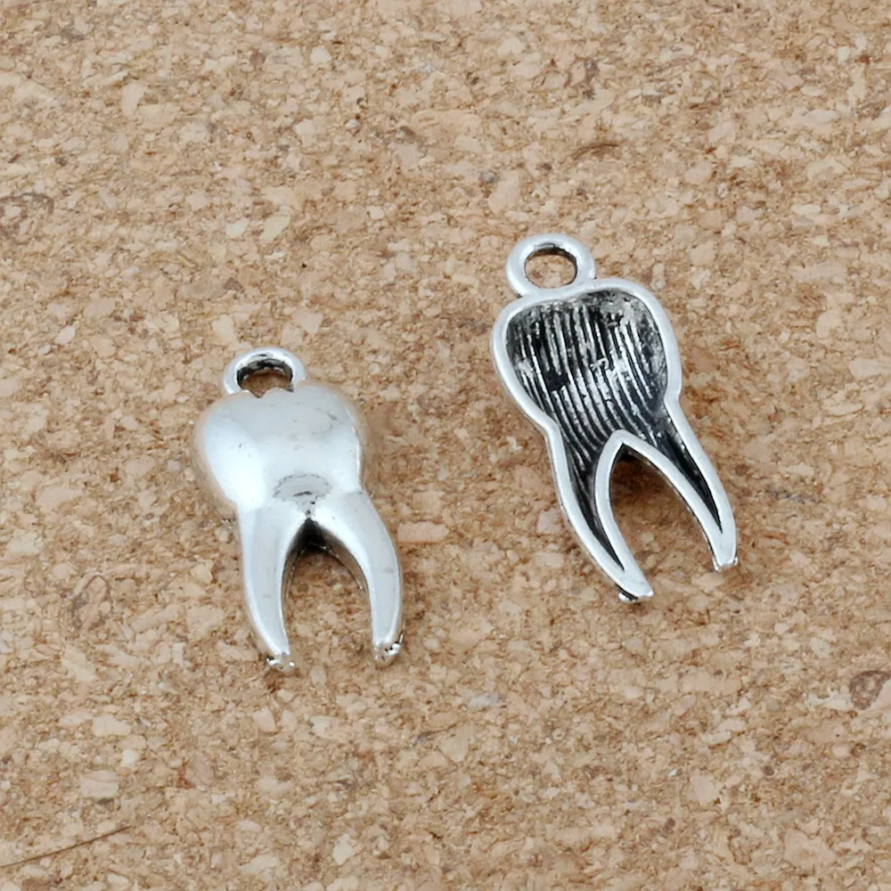 500 st mycket antik silverlegering zombie tand charm hänge för smycken tillverkar örhängen halsband och armband 8x20mm A-197305h