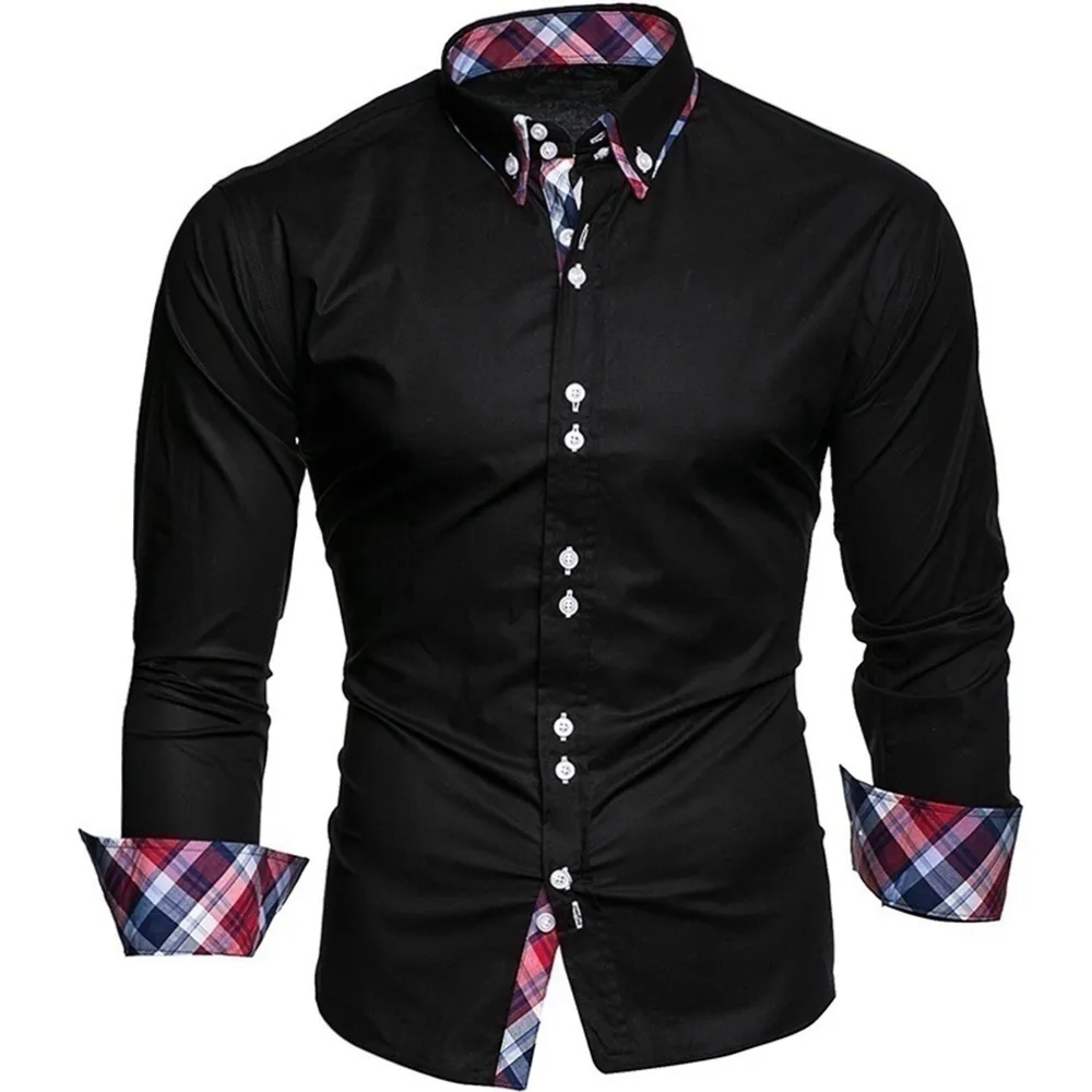 Designs Mens business shirt long-sleeved slim-fit formal casual shirt Camisa Masculina size S-3XL Style Tops