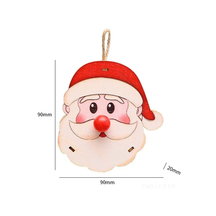 Decorazioni natalizie in legno Ciondoli luminosi Babbo Natale Pupazzo di neve Luci calde a forma di alce Casa di Capodanno T2I52975