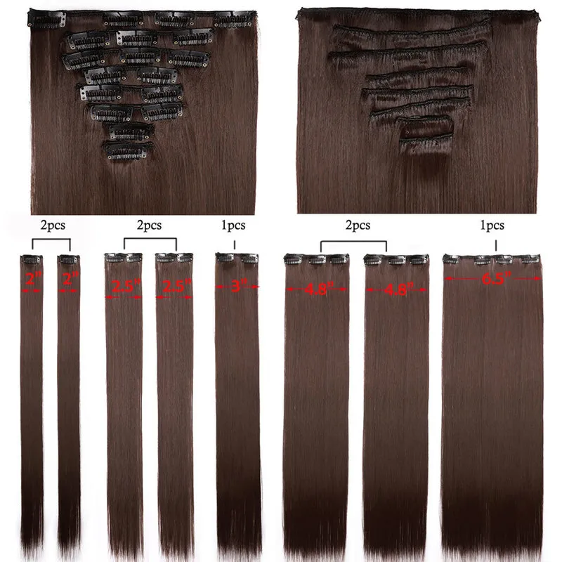 S-noilite Synthetic 18Clips Clip in Hair Extensions Long Straight Hair Extension clip in hair for women 2102175759716