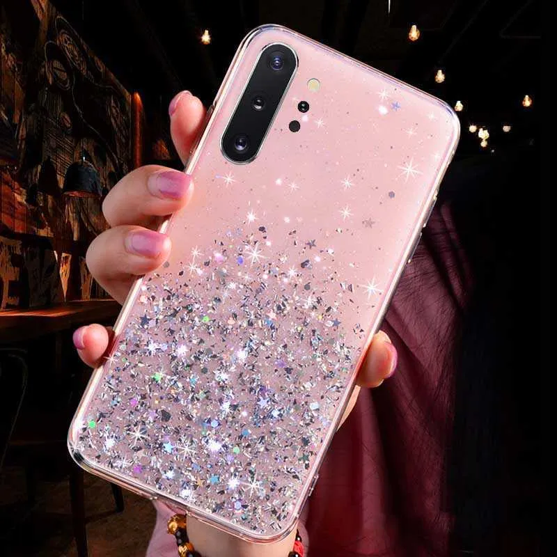 Glitter Star Case dla Samsung A51A71 A70 A50 A21S A31 Uwaga 20 S10 S9 S8 Plus S10E S20 FE S21 Plus Ultra A52 A72 A32 Cover