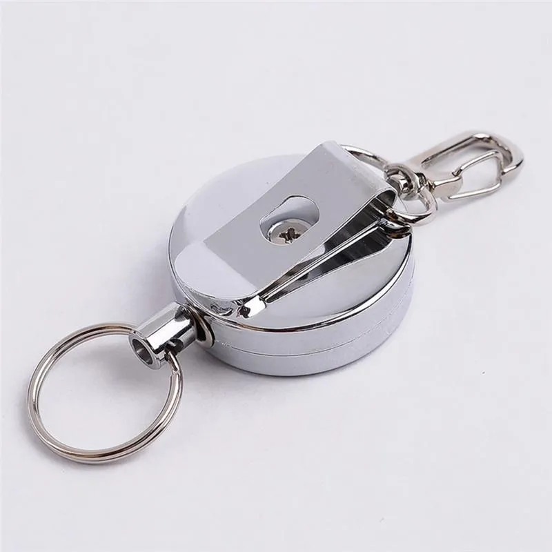 Keychains Retractable Resilience Steel Wire Rope Elastic Keychain Recoil Sporty Alarm Key Ring Anti Lost Ski Pass ID Card273c