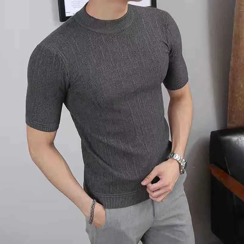 Spring And Summer European American Style Men's Fashion Leisure Slim Cotton Knitted Sweater Clothing 210930