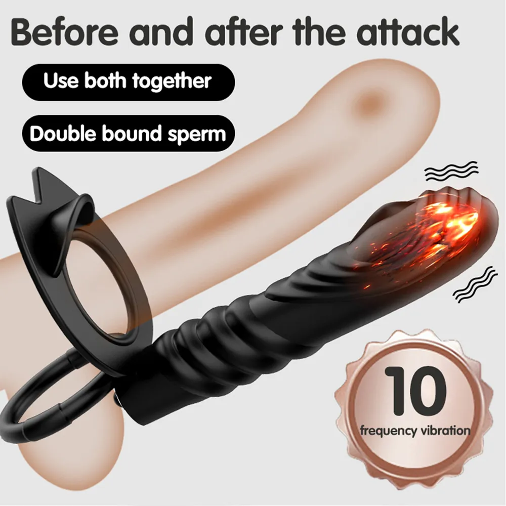 10 Częstotliwość podwójna penetracja wtyczka analna wibrator wtyczki tyłka dla mężczyzn Pasek na Penis Vagina Plug Dorosły Sex Toys
