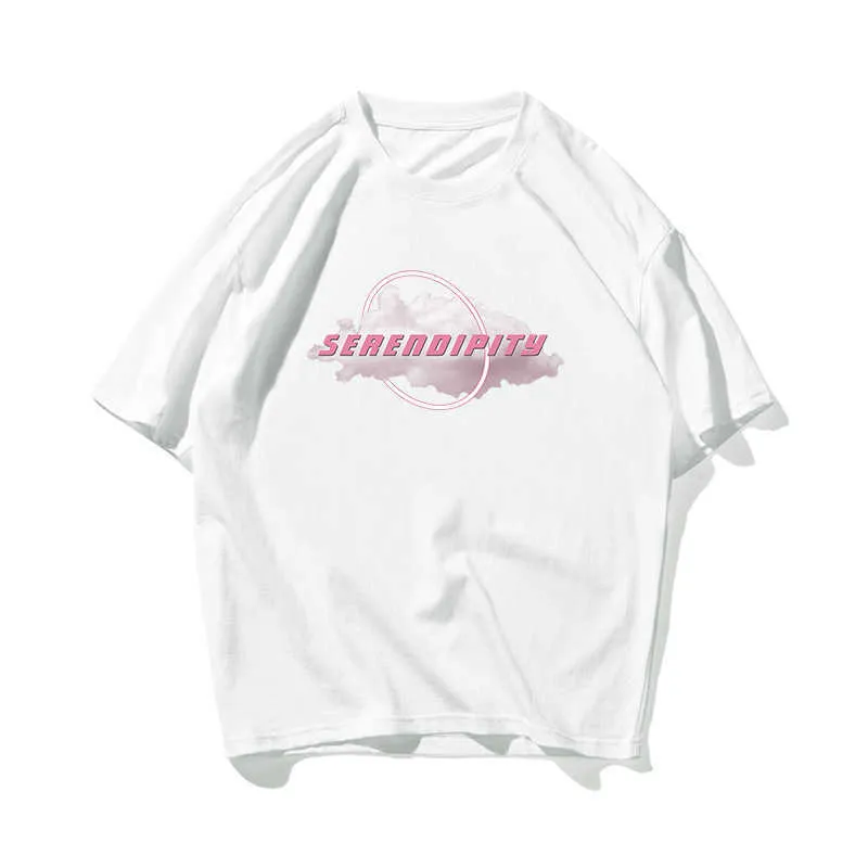 Hip Hop Männer T-shirt Rosa Harajuku T-Shirt Cloud Print T-shirt Männer Baumwolle Casual Kurzarm Streetwear T-shirt Japan Stil 210527