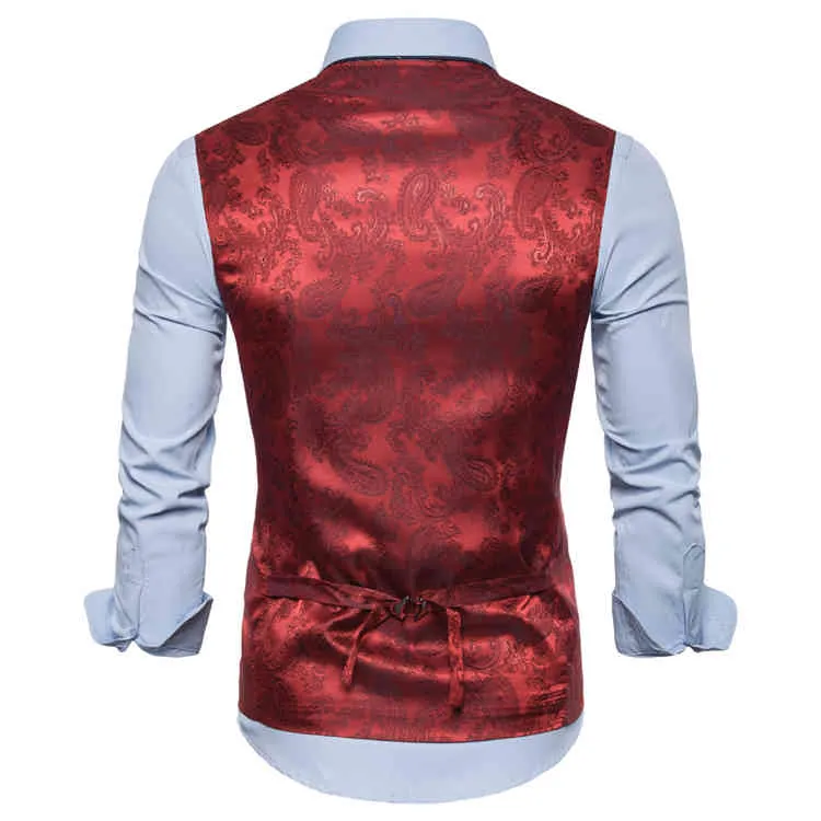 Goud Paisley Floral Gedrukt Patchwork Mannen Jurk Vesten Bruiloft Prom Pak Vest voor Mannen Casual Mode Splice Vaillat Homme 210524