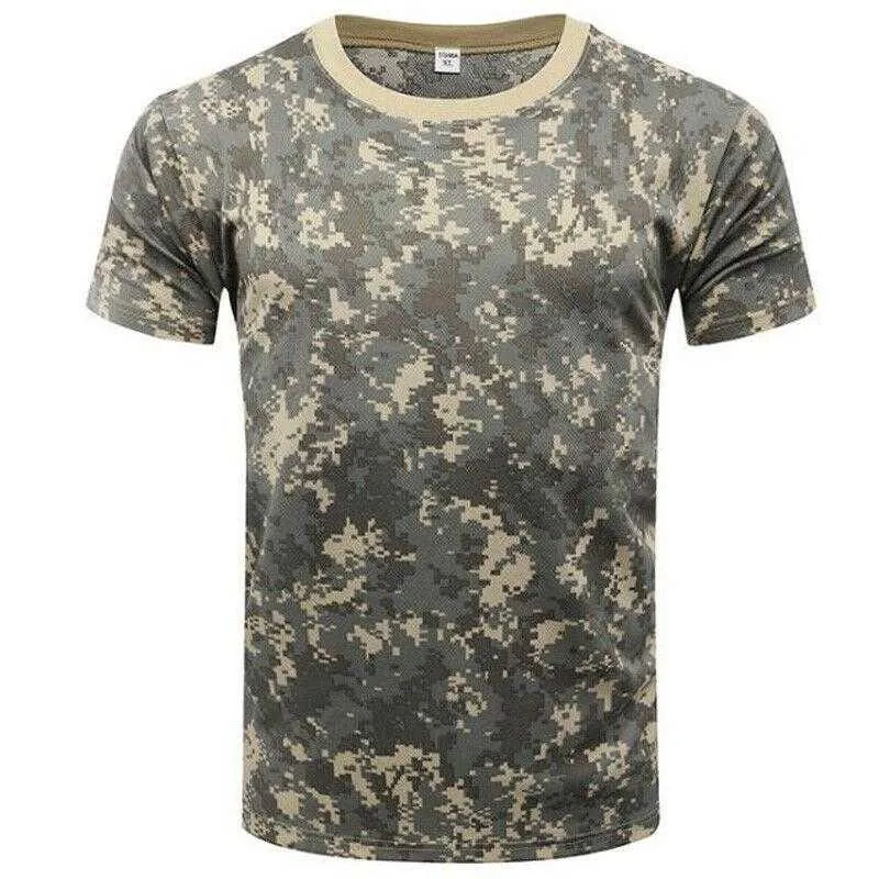 Hommes tactique militaire armée Camouflage t-shirt à manches courtes été t-shirts décontractés O cou haut chemise streetwear vêtements 210716