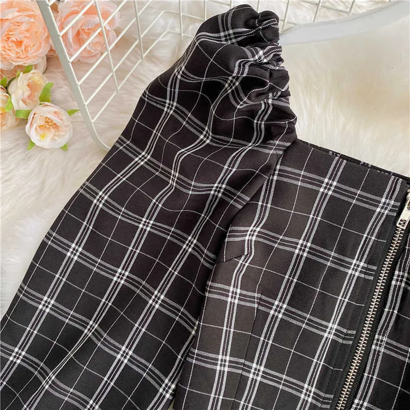 Plaid Tracksuit Women 2 Two Piece Set Casual Short Top Shirts+ Mini Skirt Matching Sets Outfits 210730