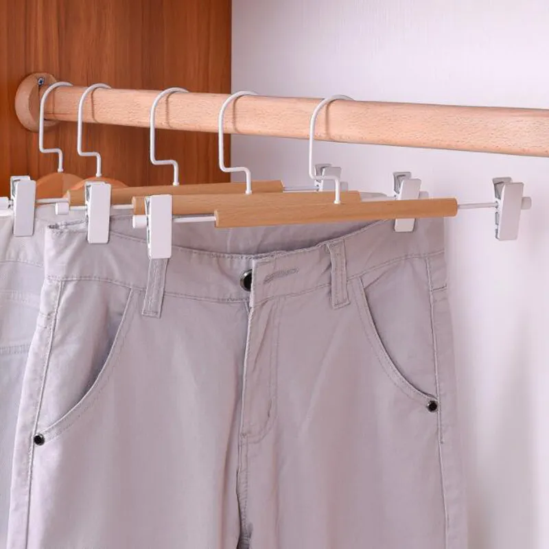 50 adet ahşap pantolon askıları metal klipler ile ahşap etek askı pantolon raf klip giysi mandalları