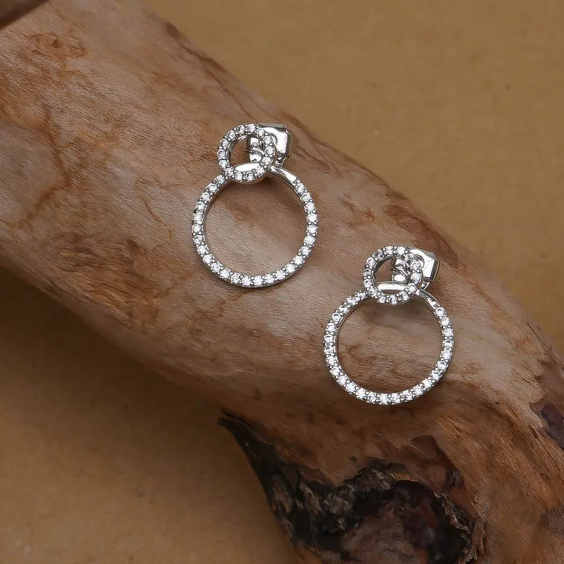 Micro Pave Zirkoon Voor- en Achtercirkel Oorknopjes Voor Vrouwen 2021 Nieuwe Sieraden Delicate Earing