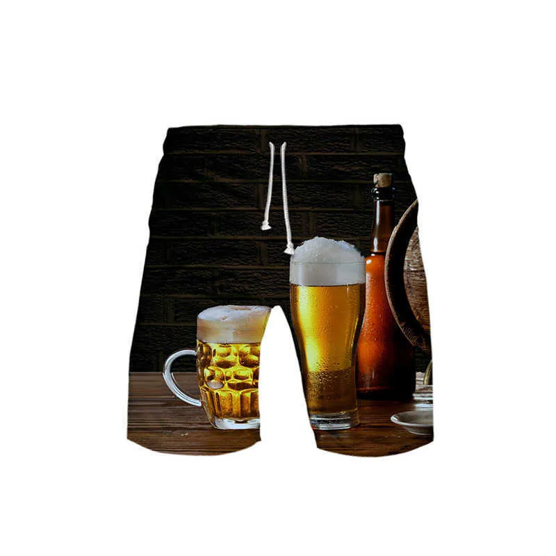 Beer Day Pantaloncini stampati a colori 3D pantaloni da spiaggia freschi e traspiranti estate Uomo Moda Uomo Casual Pantaloncini Abbigliamento sportivo 210716