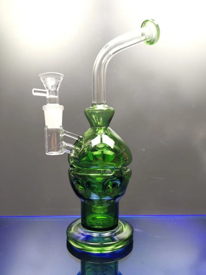 유리 봉수 Perc Recycler Water Pipes 14.4mm 조인트 딱정