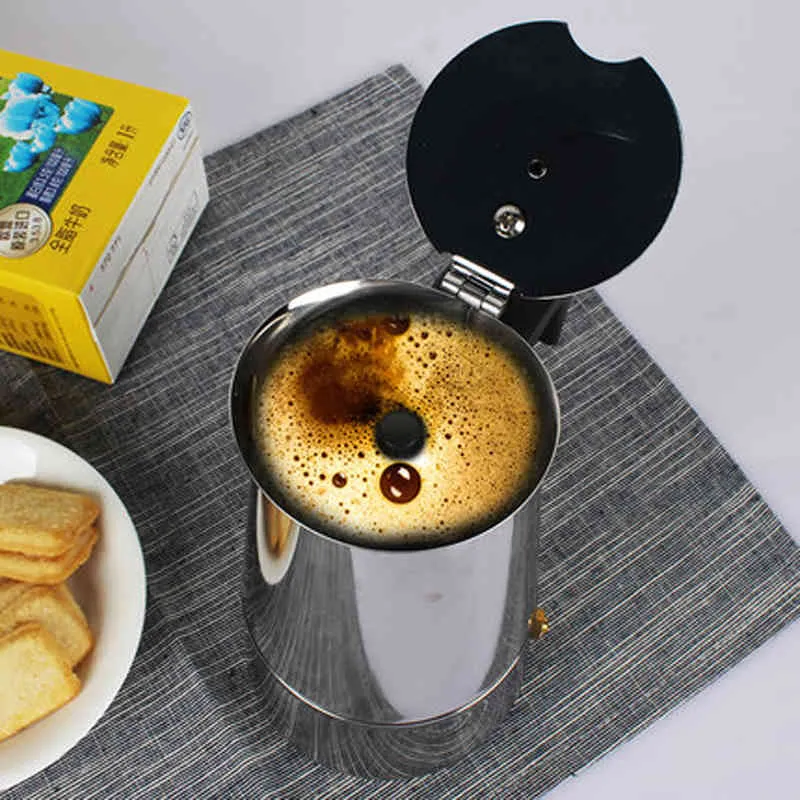 2 - 6 xícaras de aço inoxidável moka cafeteira mocha espresso v60 latte fogão filtro cafeteira barista jarro de leite ferramentas 2104083167