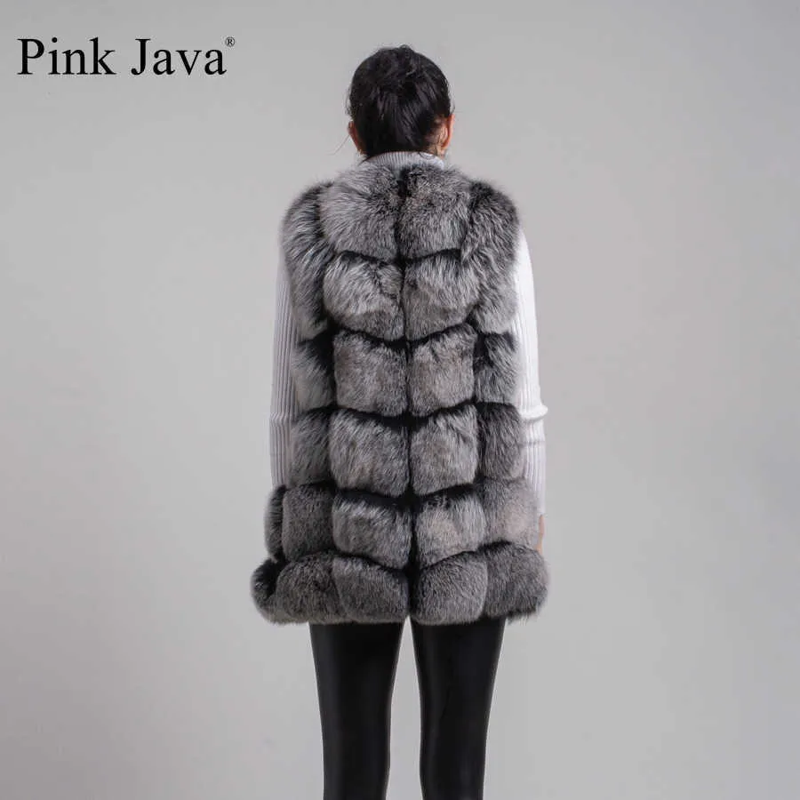 ピンクのジャワ80女性冬のコートリアルファーベストナチュラルファージレファッション服Ganuineコートファージャケット211019