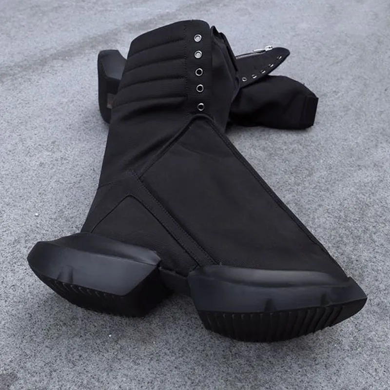 Pony Heel Combat Boots For Men 2022 Spring Zapatillas Hombre Fashion Design Canvas Boots RF40T50