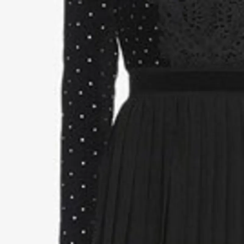 Spitze Schwarz Patchwork V-Ausschnitt Kragen Diamant Plissee Maxi Kleider für Frauen Mall Goth Trend Mode Frühling GX493 210421