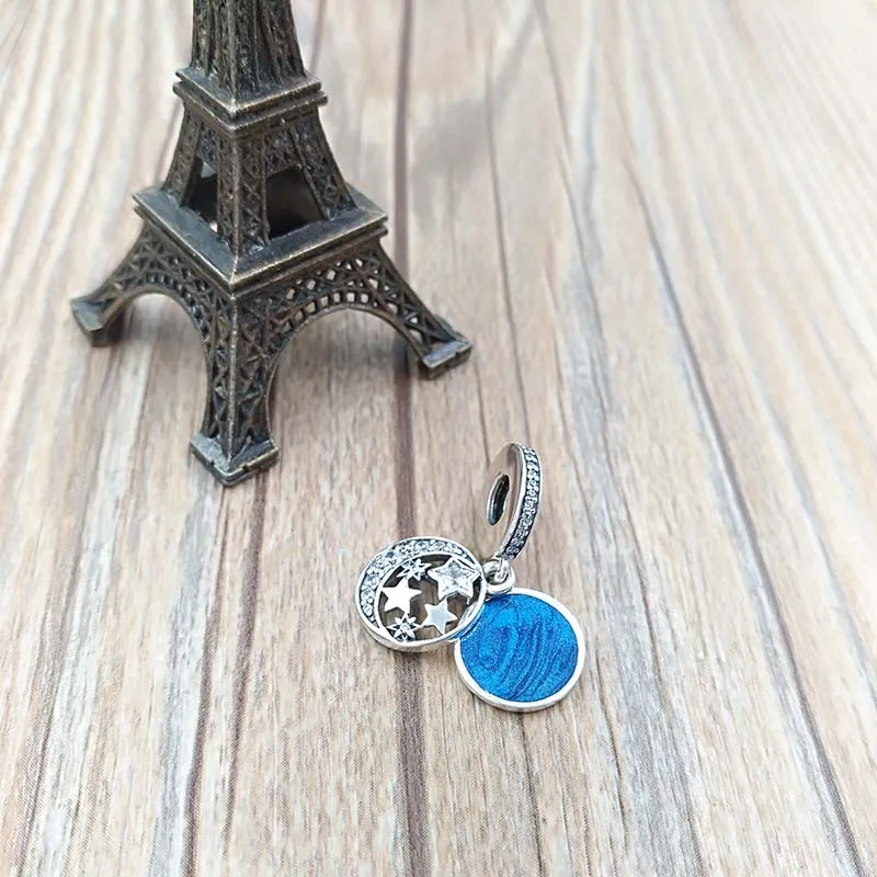 DIY Charms na Septum Biżuteria Kit Night Sky Charm Pandora Sterling Silver Spersonalizowane Męskie Bransoletki Kobiety Bransoletka Łańcuch Koralik Naszyjnik Prezent 791993CZ