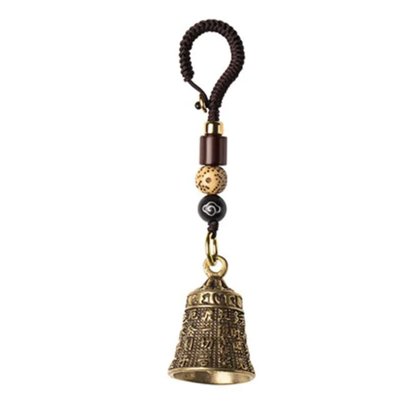 Keychains Copper Guan Yin Heart Sutra Bell Car Key Hanging Jewelry Vintage Brass Keychain Pendant Lucky Buddhist Decoration For Ke2694