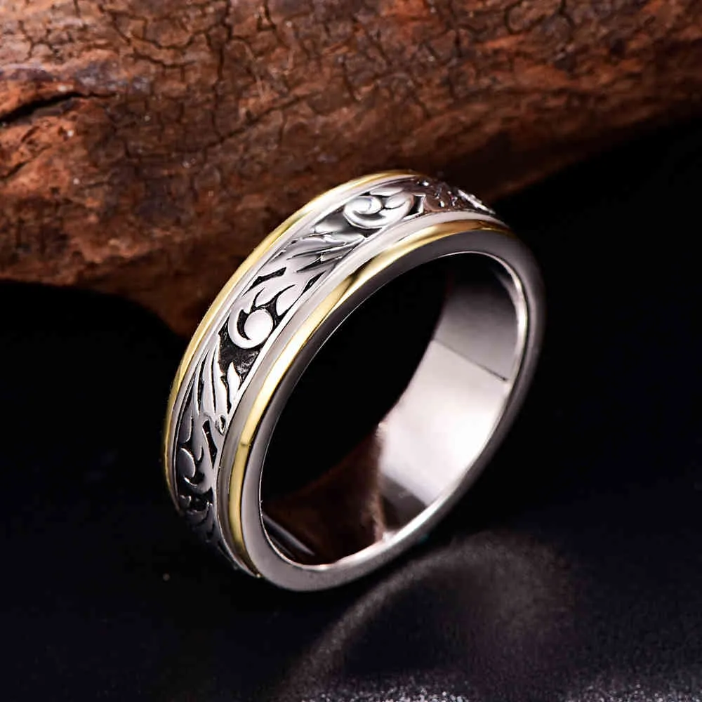 Кольцо Bonlavie, 6 мм, двухцветное серебро 925 пробы в стиле ретро, для мужчин и женщин. Обязательства и ставки 2105063302828