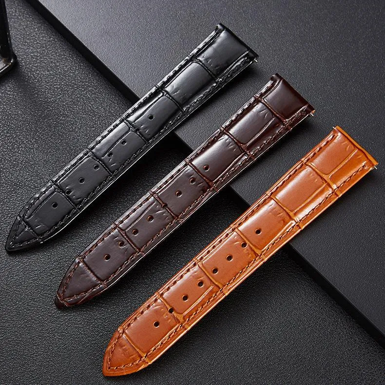 시계 밴드 18mm 19mm 20mm 21mm 22mm Quick Release Watchband Calfsin Leather Strap Genuine Band Belt Accessories304L