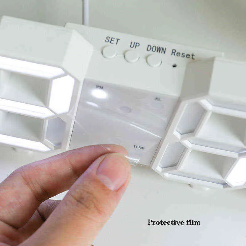 Wandmontierter Wecker Digitaluhr Elektronische Funktion Tischkalender Thermometer LED-Anzeige Raumbürodekoration 211110