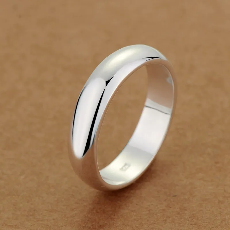 Yhamni 100 Authentic 925 Sterling Silver Rings for Women Men Simple Par Ring Smooth Wedding Band for Lovers Gift2851631