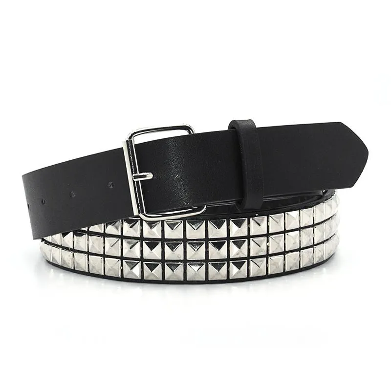 Cinture piramide alla cintura del rivetto di moda punk rock menwomen con fibbia perno black282r