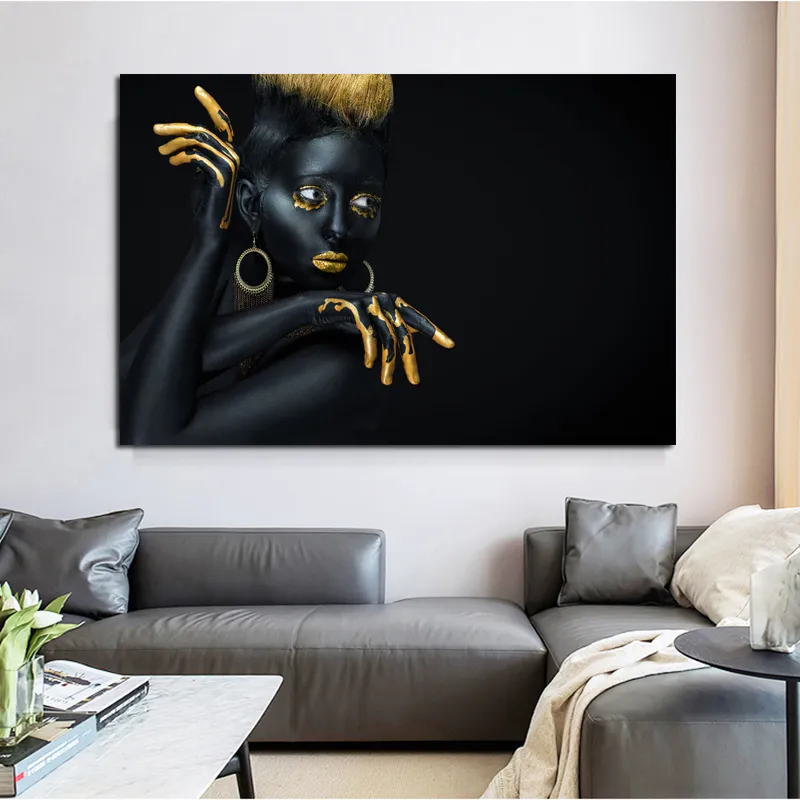 Afrikanische schwarze Frau Poster Sexy Mädchen Bild Leinwand Malerei Wand Kunst für Wohnzimmer Dekoration Poster und Drucke