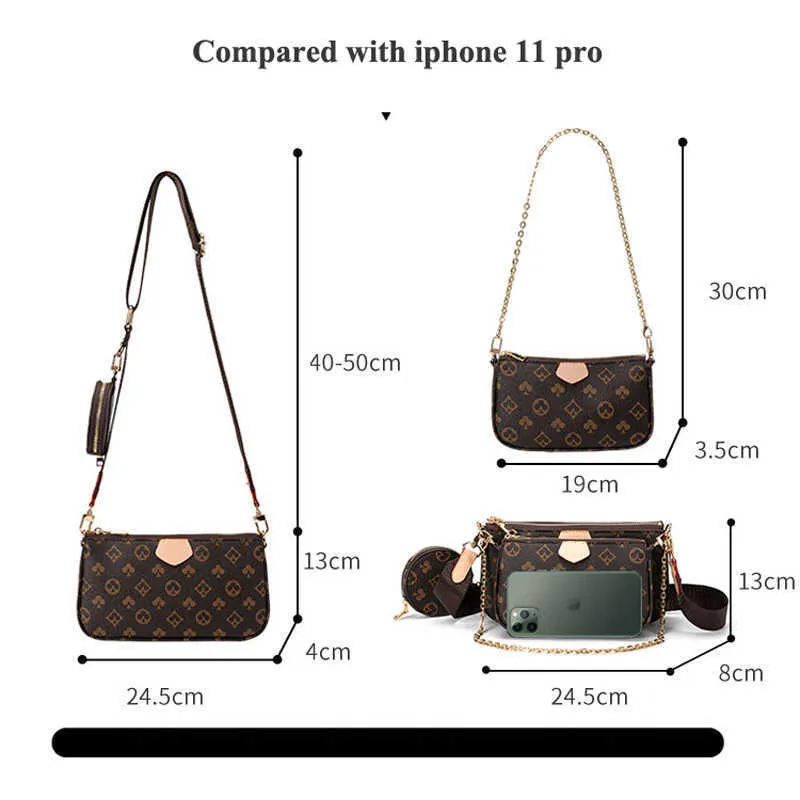 Berühmte Marke Designer 3-in-1 Umhängetasche Frauen Vintage Druck Geldbörse und Handtaschen für Frauen Luxus Umhängetasche Handtasche weiblich 210907