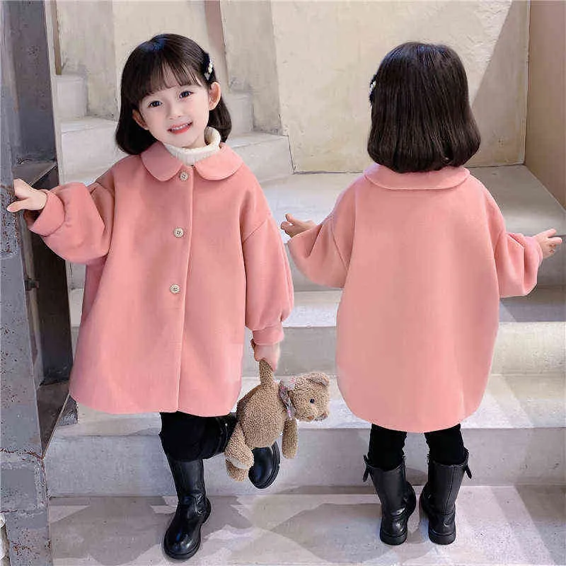 Baby cotton padded clothes Hooded bright winter girls cartoon face coat 211027