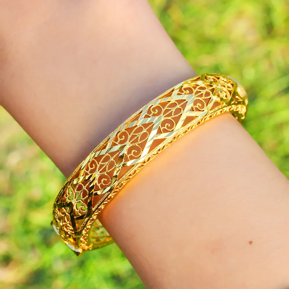 Brazalete de celosía, pulsera para niñas y mujeres, joyería de mano, regalos árabes, Dubái, India, África, Color dorado, brazaletes turcos musulmanes