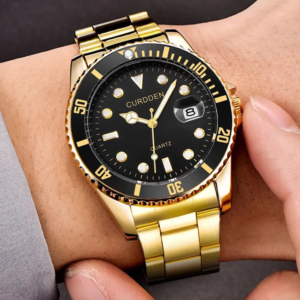 Drop Role Watch Мужские кварцевые мужские часы Лучшие люксовые брендовые часы Мужские золотые часы из нержавеющей стали Relogio Masculino Водонепроницаемые 2104269w