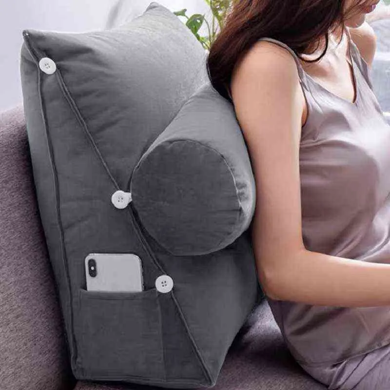 Чтение спинки треугольная поясничная подушка поддержки с подголовником Plush задняя подушка для обезболивания диван-кровать стул талии подушки 21110