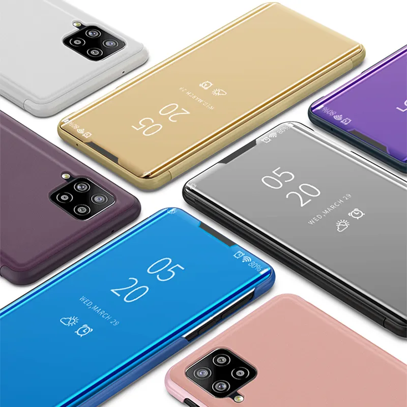 Étuis pour Samsung Galaxy A42 A52 A72 A12 A22 A32 Smart Mirror Flip Phone Case pour S20 S10 S9 S8 Plus Note 8 9 10 20 Ultra Holder Cover