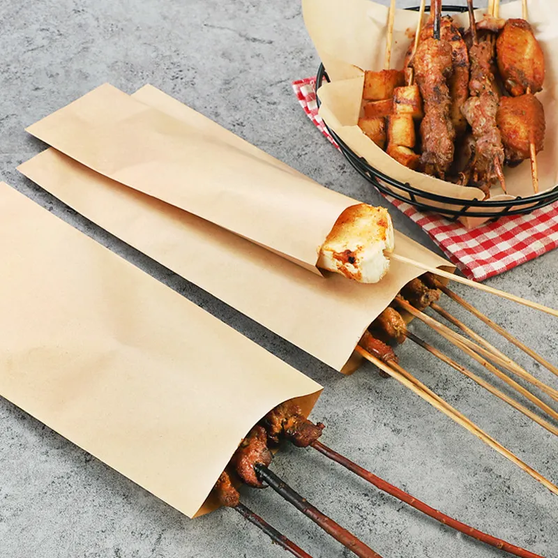 Sausage Kebab Bags Meat Kebab Packing Bag Barbecue Bag Oil Proof Kraft Paper Bags Wholesale
