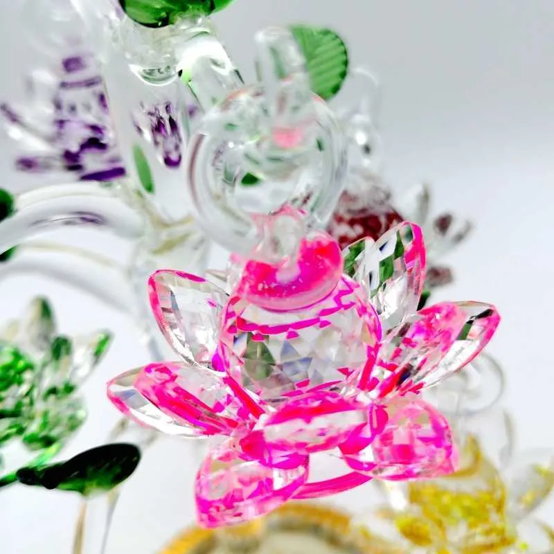 Exquisite Crystal Lotus Tree Ornament Fengshui Miniaturowe Figurki Dekoracje Home Dekoracje Prezenty 211108